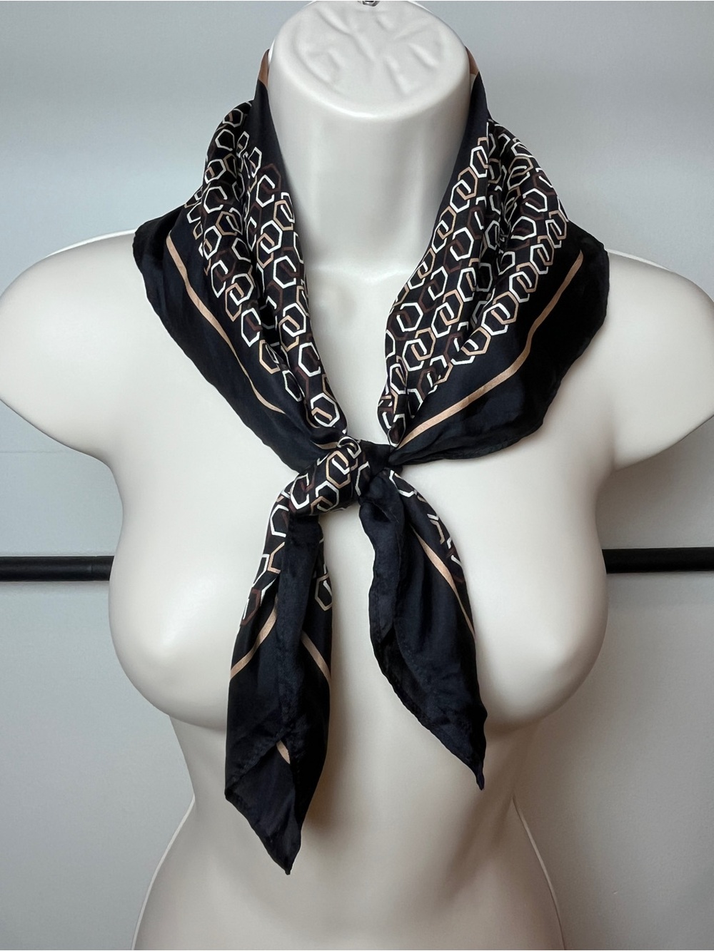 Silk Scarf Shawl Minimalist Capsule Classic Office Ann Taylor Black & Beige